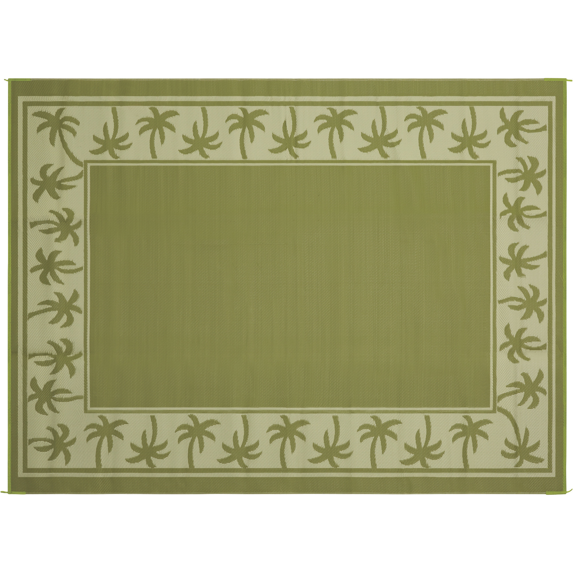 Outdoor Reversible Patio/RV Mat, 9ft. x 12ft. — Tropical, Green/Cream